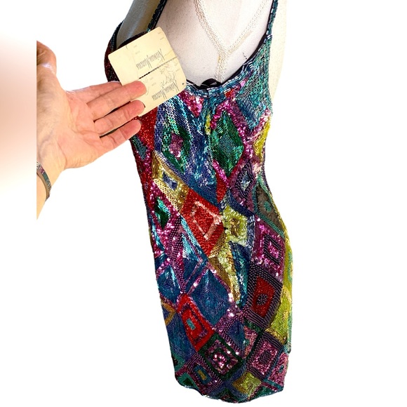 NWT 1991 Black Tie Oleg Cassini Neiman Marcus Sequin Dress (t200/b34) - Picture 12 of 17